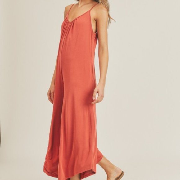 ⚡FINAL SALE! Spice Rust Oversized Knit Jumpsuit - Picture 6 of 9